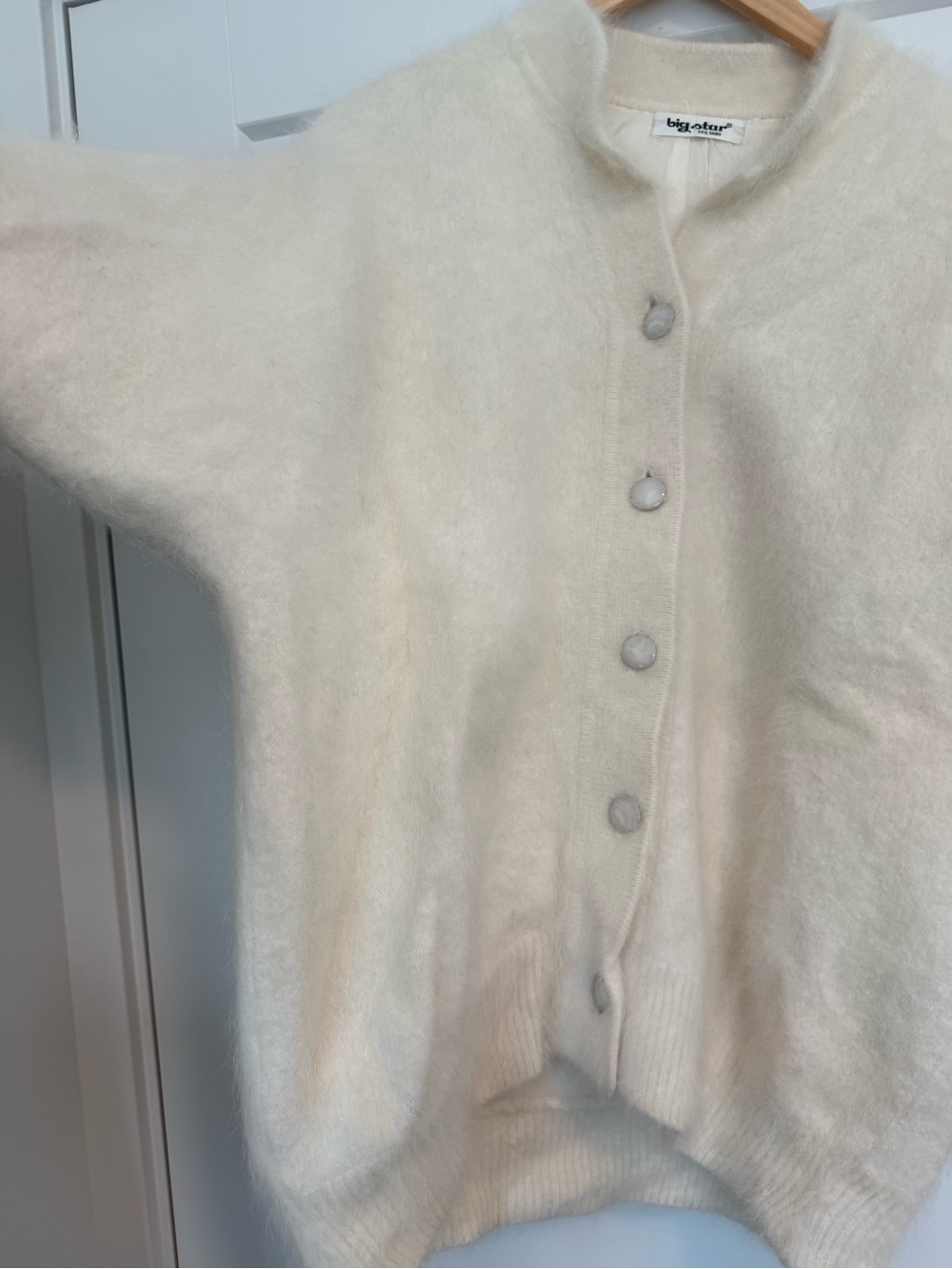 Vintage 80’s Big Star Angora Cream Button-Front Women's Cardigan Lined - M fit - Picture 7 of 15